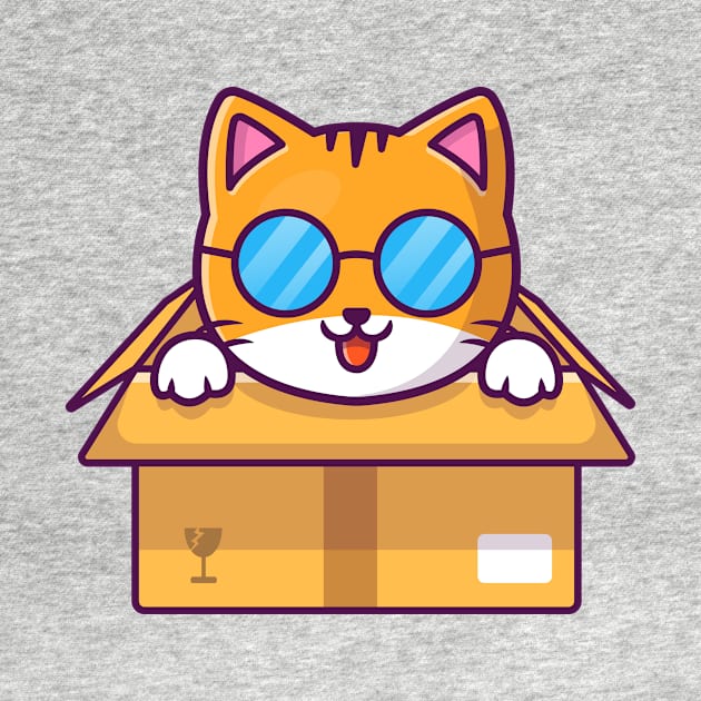 Cute Cat Playing In The Box Cartoon (5) by Catalyst Labs